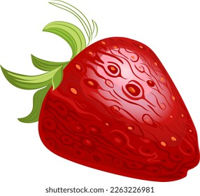 Strawberry 3d vector icon isolated on white background. Realistic sweet fruits.