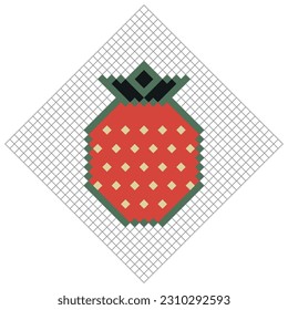 Fresa. Arte de píxeles de 8 bits. Ilustración vectorial aislada.