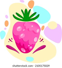 Icono abstracto de fresa lindo. Ilustración vectorial de fresa con fondo para afiches decorativos, flex, etiquetas, pegatinas, arte mural y lienzo. Icono y diseño del sitio web. Diseño de tarjetas.