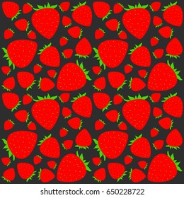 Strawberry, abstract fruit card, organic fruit, vector illustration, fresh food, organic food, healthy food, vector background, greenery