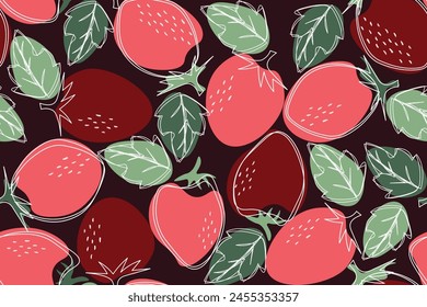 Patrón sin costuras dibujado a mano abstracto de la fresa en el fondo para la tipografía, los textiles o el diseño del embalaje.  Patrón sin costuras con fresa. Vector