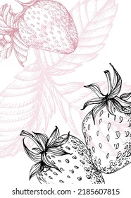 Erdbeeren Abstrakte handgemalte Illustrationen für Wanddekoration, Postkarte, Banner für Social Media, Hintergrund für Broschüren Cover Design. Moderne abstrakte Malerei. Vektormuster