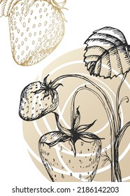 Erdbeeren Abstrakte handgemalte Illustrationen für Wanddekoration, Postkarte, Banner für Social Media, Hintergrund für Broschüren Cover Design. Moderne abstrakte Malerei. Vektormuster