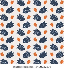 Strawberry abstract icon repeating trendy pattern vector illustration grey background