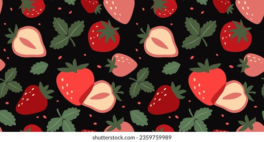 Strawberry abstract pattern. Vector seamess texture.