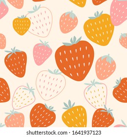 Strawberry Abstract Seamless Pattern. Vector Color Design.