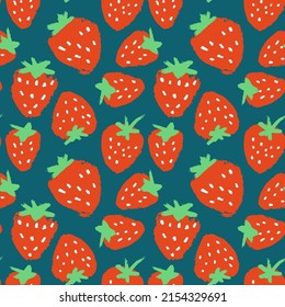 Strawberry abstract seamless pattern. Vector color design in cartoon style