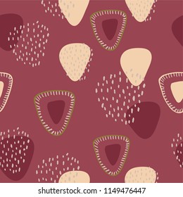 Strawberry Abstract shapes in peach and dark purple on a berry coloured background. Seamless repeat pattern, great for fabric, scrapbooking, wallpaper, stationary and gift wrap. Surface pattern design