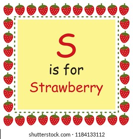 Strawberry alphabet and numbering worksheet for kindergarten vector illustration design