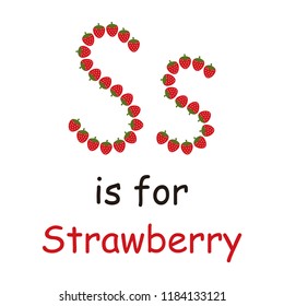 Strawberry alphabet and numbering worksheet for kindergarten vector illustration design