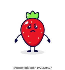 Strawberry angry cute character illustration