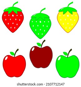 strawberry and apple, fruit vector