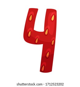 Strawberry Arranged in Number Isolated on White Background Vector Illustration