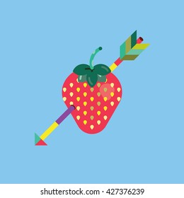 Strawberry and Arrow Icon, Fruit Vector