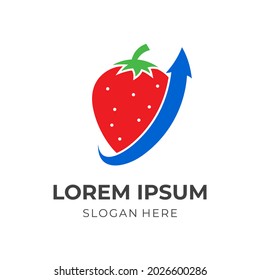 concepto de logotipo de flecha de fresa, fresa y flecha, logotipo combinado con estilo de color plano