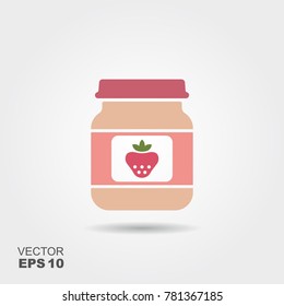 Strawberry baby food, smoothies, fruit puree Flat icon