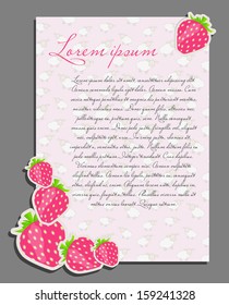 strawberry background blank page vector illustration