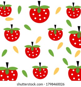 Strawberry background in a flat style. Fresh fruit strawberry fruit illustration. summer. fruit design