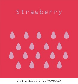 Strawberry background poster for free text or message. Red background with white seeds. Invitation, card or sign background. Summer theme.