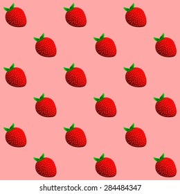 Strawberry Background. Seamless Pattern of Strawberries. 