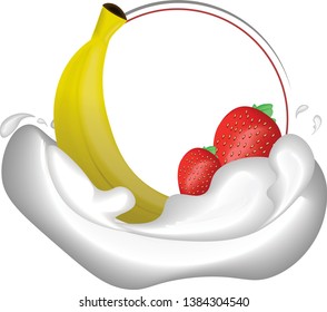 Strawberry and banana with milk jumps