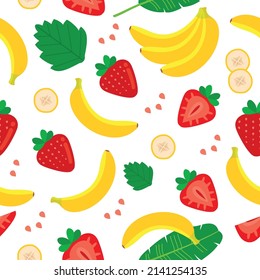 Strawberry and banana pattern. Fruit pattern