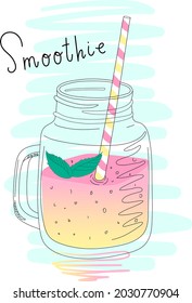The strawberry banana smoothie vector illustration for your design