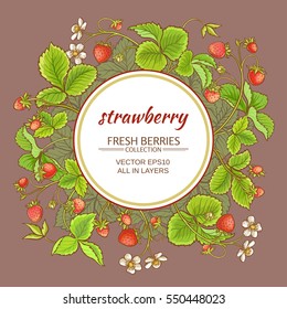 strawberry berries and flowers vector frame on color background