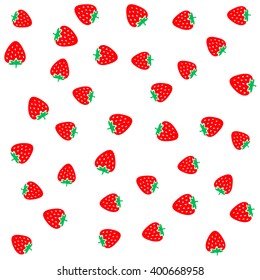Strawberry berries on a white seamless pattern background