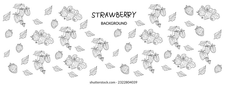 fondo de fresa de berry, elemento de diseño para embalaje, pancarta, postal, tela, ilustración de sketch