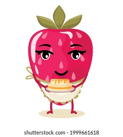 Strawberry berry character, stylized chef. Animated cartoon character.