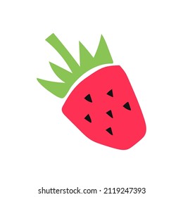 Berry de fresa. Corta la fruta. Cartón o papel de color de forma. Raro aplicativo infantil