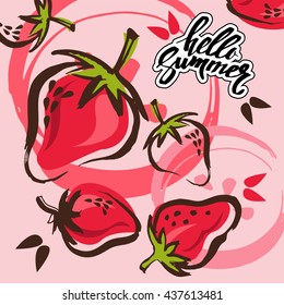 strawberry, berry, fruit, food, vector, organic, fresh, illustration, natural