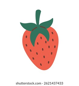 Strawberry berry Fruit illustration. Strawberry icon. Organic vitamins and healthy nutrition. Isolated Strawberry. Flat design, doodle style. Vector