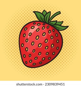 strawberry berry pinup pop art retro vector illustration. Comic book style imitation.