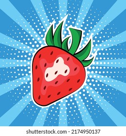 Strawberry berry in pop-art style.