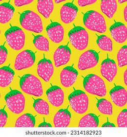 Strawberry berry seamless pattern. Vector print for textile, fabric, wrapping paper