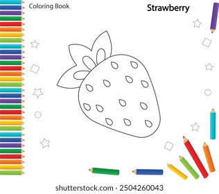 strawberry, berry vector drawing book hand drawing for children kids students