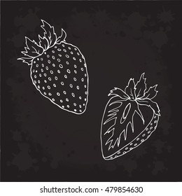 Strawberry berry vector Illustration. Object isolated on black background. Doodle style. Cloth design, wallpaper, wrapping, menu, restaurant,cafe,kitchen,textile,paper, cards invitation,holiday. Eps10
