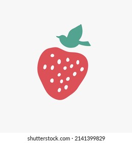 Strawberry and Bird, vector symbol design