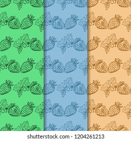 Strawberry and black currant seamless pattern berry