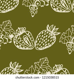 Strawberry and black currant seamless pattern berry