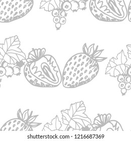 Strawberry and black currant seamless pattern berry