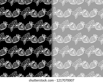 Strawberry and black currant seamless pattern berry