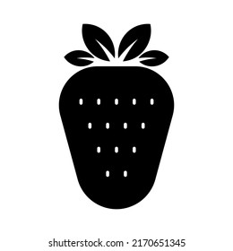 Strawberry black icon isolated on white background