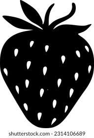 Strawberry black silhouette minimal vector illustration