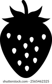 Strawberry black silhouette vector illustration on white background.
