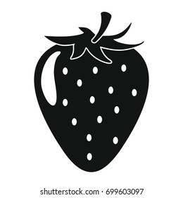 Strawberry in black simple silhouette style icons vector illustration for design and web isolated on white background. Strawberry vector object for labels and logo