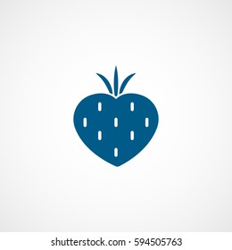 Strawberry Blue Flat Icon On White Background