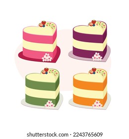 Strawberry, blueberry, matcha and lemon dessert cake for your romantic moment